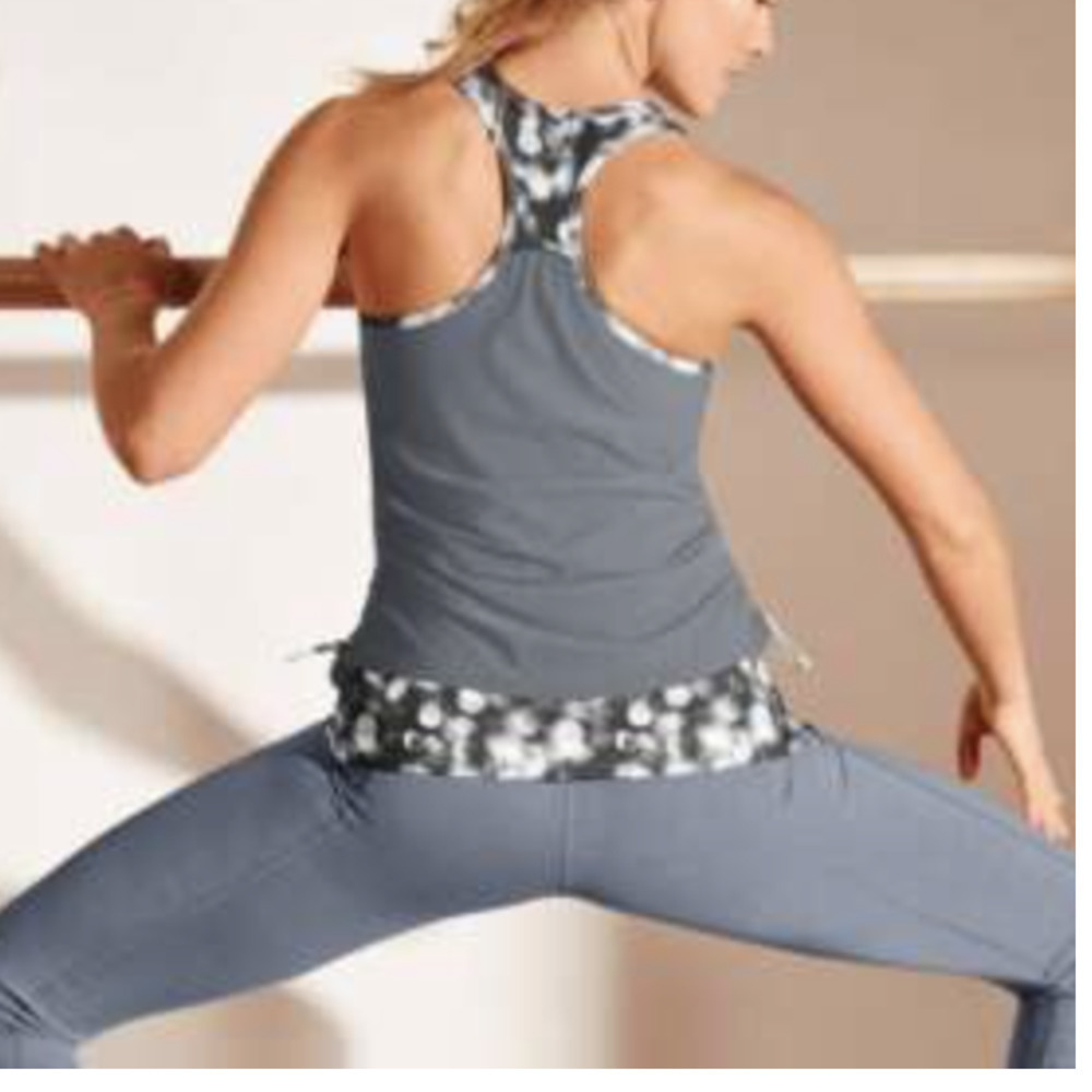 Athleta Gray Tie Dye Racerback Royal Pigeon Compression Layered Top • Size S 🗣